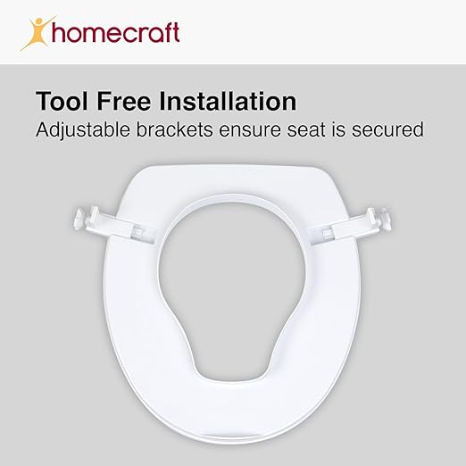 Homecraft Savanah Raised Toilet Seat, 4" High Elevated Toilet Seat Locks Onto Standard Toilets, Portable Assistance Commode Seat with Sturdy Brackets, Medical Aid for Elderly, Disabled, Limited Mobility