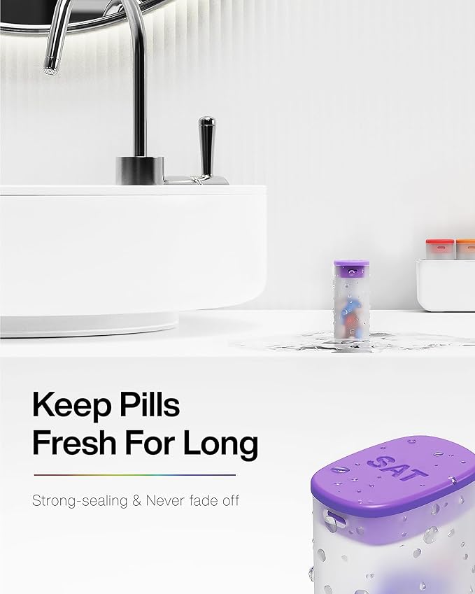 Weekly Pill Organizer 1 Time a Day - Travel Pill Box 7 Days, Large Medicine Pill Case Container for Daily Medication Vitamin Supplement Fish Oil, Portable Week Pills Organizers Holder Dispenser, White