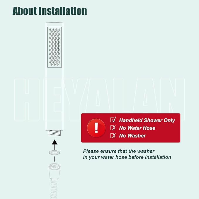 Heyalan Hand Held Shower Wand, High Pressure Handheld Head with Strong Flow, Luxury Spray for Bathroom,Single Function,Brushed Nickel