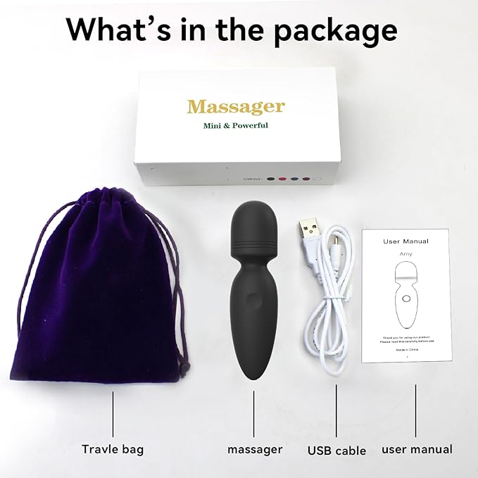 Fuwyiy Mini Massager Tools,Small Waterproof Cordless Handheld Massager with 10 Vibration Modes, Personal Handheld Massager for Back(Black)