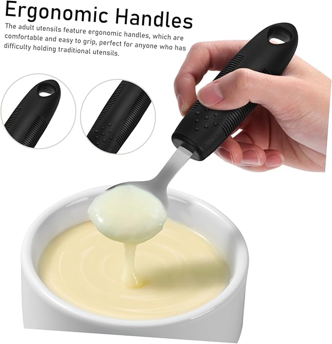 Elderly Adaptive Weighted Utensils Set Hand Tremor Cutlery with Comfortable Grip for Seniors Stainless Steel Easy to Use Dining