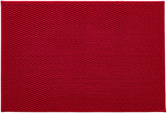 TYUU Christmas Bathroom Rugs Non Slip Washable, Super Absorbent Thin Bath Mat Quick Dry Low Pile Bathroom Rug, Red 24"x36"