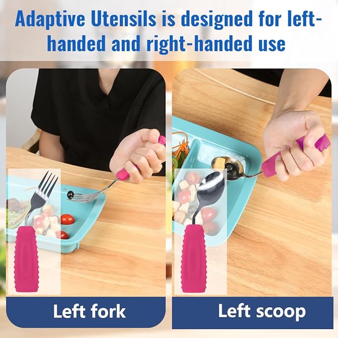 EZ Assistive Adaptive Weighted Utensils Set – Spoon and Fork for Hand Tremors, Parkinson’s, Elderly, and Arthritis – Adaptive Eating Utensils for Weak Grip and Limited Mobility
