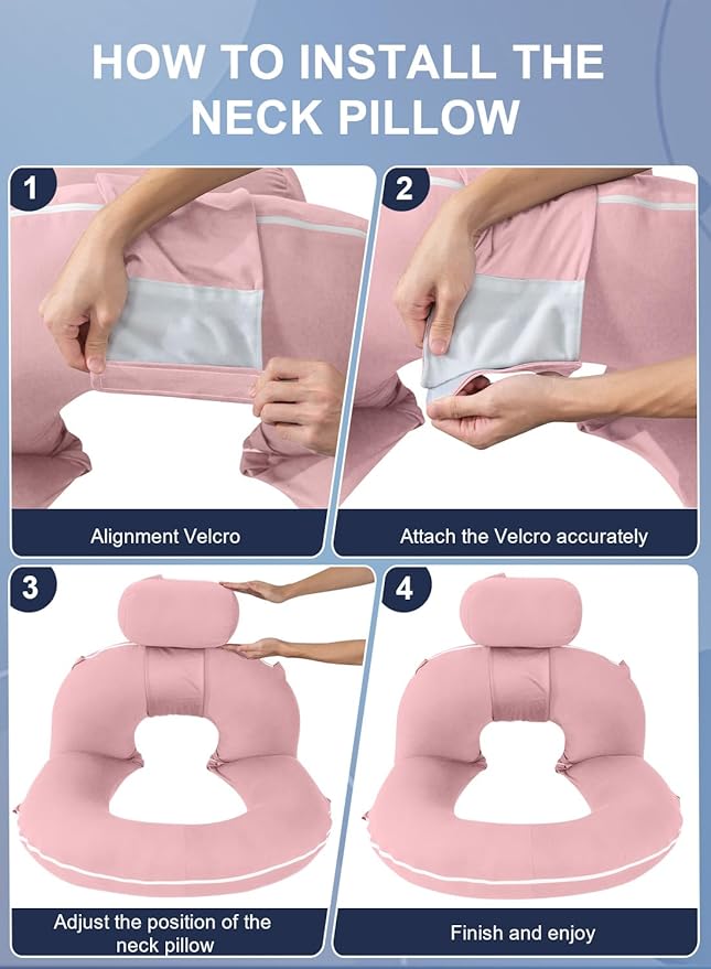 INSEN Reading Pillow, Back Pillow for Sitting in Bed for Reading, Nurse & Relax, Reading Pillow for Adults, Moms & Kids, Sit Up Pillow for Bed, Pink