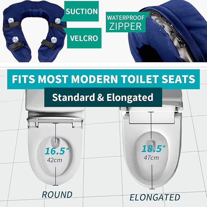Raised Toilet Seat Cushion – High-Density Foam Booster Pad for Elderly, Seniors, Disabled – Toilet Riser for Standard & Elongated Toilets – Commode Seat Cushion Non-Slip & Easy to Clean (3 inches)