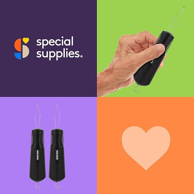 Special Supplies Button Hook (2 Pack) Wire Loop Pull Through - Shirt, Dress, Collar - Non-Slip, Ribbed Grip for Seniors, Arthritis Sufferers - Wide Gripper, Puller Dressing Aid (Universal)
