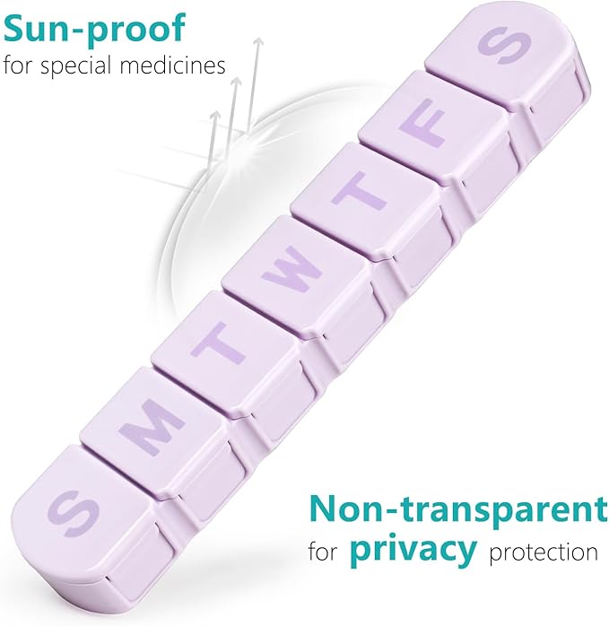 Extra Large Weekly Pill Box Organizer 7 Day, MOLN HYMY 1 Week Jumbo Pill Dispenser Case One Time a Day, Daily Med Container to Hold Vitamin and Supplement (Purple)