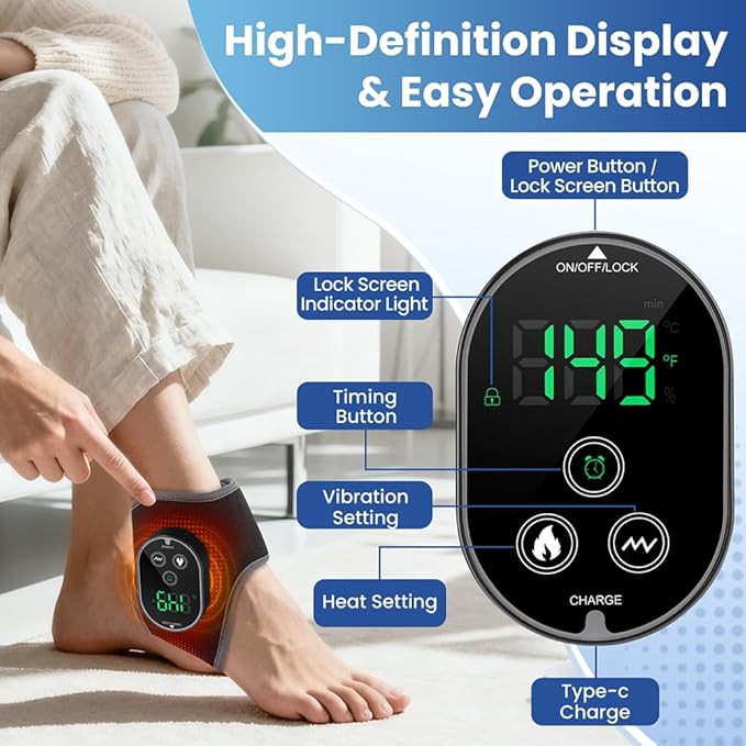 Ankle Heating Pad with Massager, Foot Massager with Heat, Ankle Heating Pad Heated Wrap Brace for Pain Foot Renew, Foot Warmer Gift