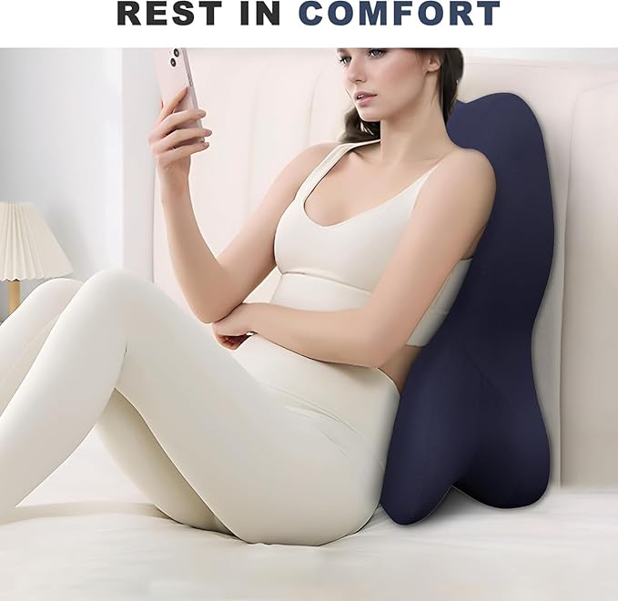 Memory Foam Ergonomic Wedge Pillow, Prone Pillow for Sleeping, Reading Pillow for Bed, Ergonomic Support for Back Pain & Sitting Up, Ideal for Massage, with Removable Cover