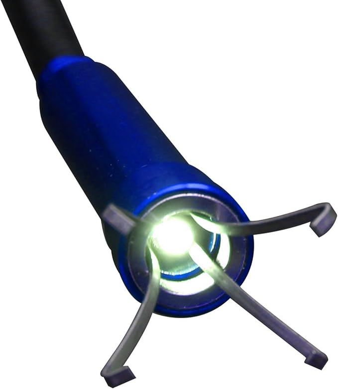 Claw Grabber reacher tool trash picker flexible pickup tool for Garbage Litter Pick Home Sink Drain and Metal small items and head with LED Lights、magnet,Length 24.4 inches,long reacher tool