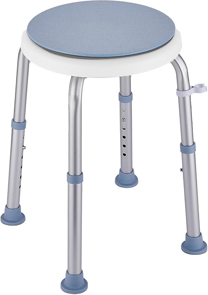 Shower Stool Chair for Inside Shower, 360° Swivel Shower Seat Stool for Bathroom, 300LB Small Corner Stool for Seniors Adult, 6-Level Adjustable Height Bath Chair for Inside Tub