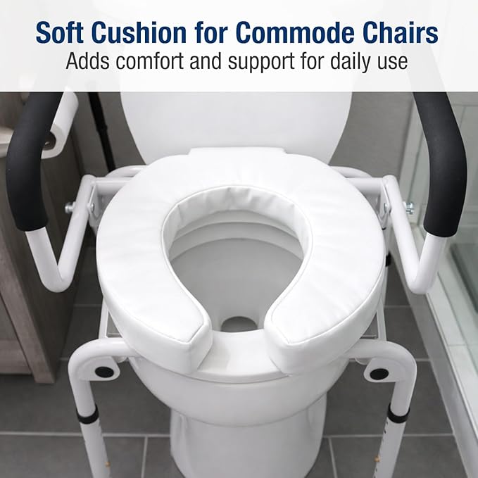 DMI Raised Toilet Seat Toilet, Toilet Seat Riser, Seat Cushion and Toilet Seat Cover to Add Extra Padding to the Toilet Seat while Relieving Pressure, 2 Inch Pad, White