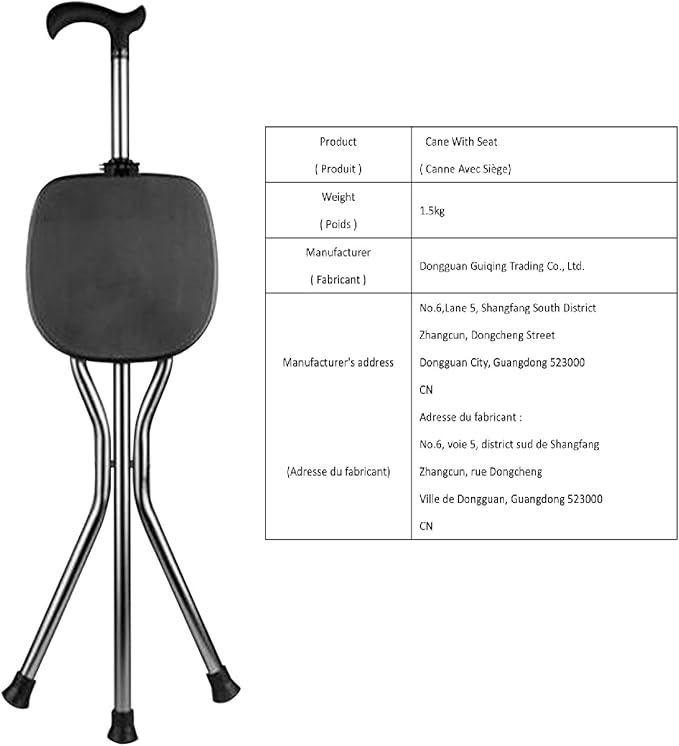 Yayayo Hold 440 lbs Folding Canes with Seat Walking Stick Height Adjustment Cane Seat Capacity Frosted Handle with Magnetic Therapy Stone Crutches Stool
