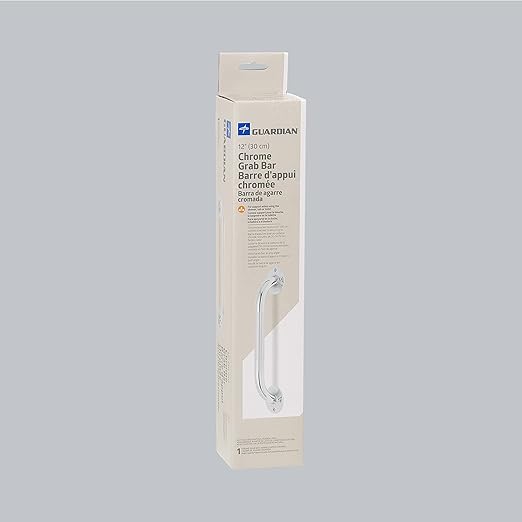 Medline Knurled Chrome 12” Grab Bar for Shower & Bathtub, Independence & Ease of Movement — for Elderly, Handicapped or Seniors, 300 lb. Capacity, 1 Bar