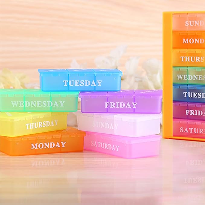 Pill Box 3 Times a Day Daily Pocket Pill Container Portable Travel Weekly Pill Organizer Stackable Pill Case for Vitamin, Fish Oils, Medication, Supplement