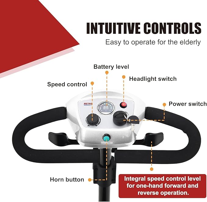 Mobility Scooter for Seniors and Adults M1 White, 300W Motor, 9” Solid Tires, Foldable Heavy Duty Electric Scooter, Comfortable Adjustable Seat with 360° Rotation, Portable for Travel