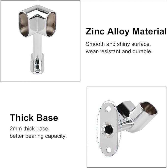 INCREWAY Corner Closet Rod Support Bracket, 2PCS 90 ° Heavy Duty Wardrobe Accessories Clothes Rail Flange Seat for Cabinet Wardrobe in Bedroom Bathroom, Silvery