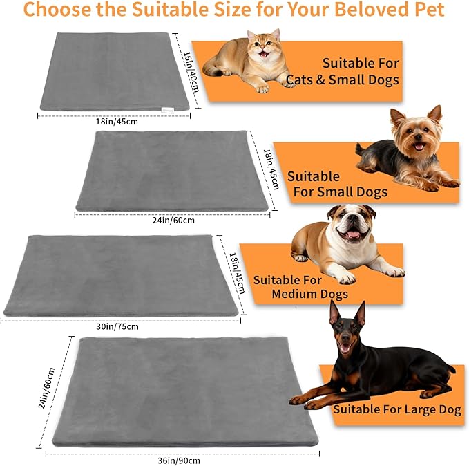 BECEMURU Pet Heating Pad for Dogs & Cats, 36"x24" Waterproof Heated Bed with 6-Temp & Timer, Chew-Resistant Cord Electric Warm Bed for Senior Pets, Soothing Pain Relief for Arthritis