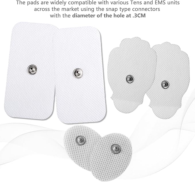 TENS Unit Electrodes - Snap Electrode Pads for TENS Massage EMS - Self Adhesive Reusable up to 30... (X-Large)