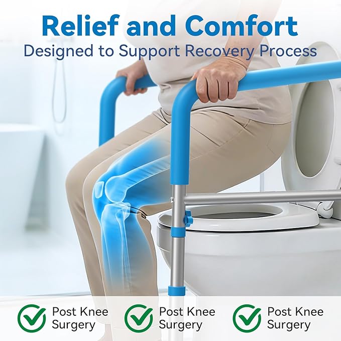 Loyoda Toilet Safety Rails for Seniors, Adjustable Height Toilet Handles for Elderly and Disabled, One-Button Width Adjustment, Foldable Handles, 350 LBS, Toilet Bars Fit Most Toilets
