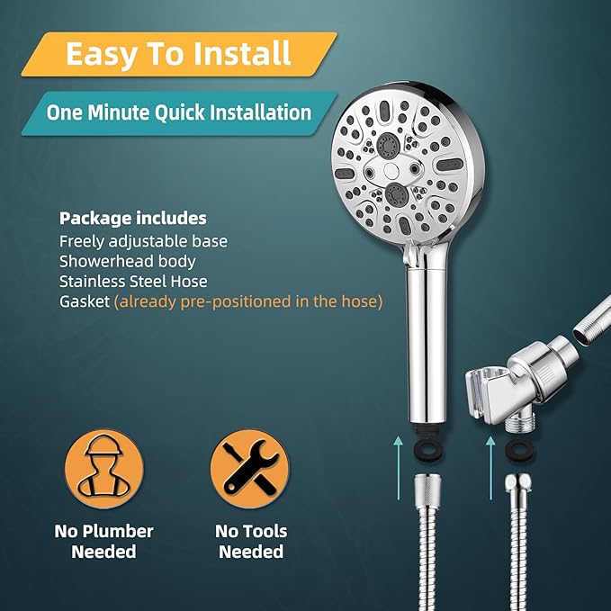 Cobbe Filtered Shower Head with Handheld, High Pressure 9 Spray Mode Showerhead with Filters, detachable shower head, Water Softener for Hard Water Remove Chlorine and Harmful Substance,Chrome