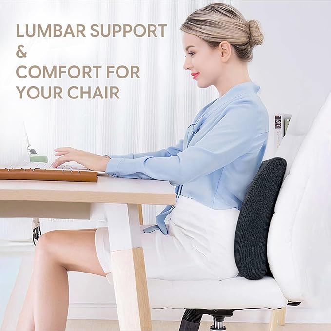 Back Support Pillow for Recliner Support Pillow with Gel Memory Foam Ergonomic Orthopedic Couch Lumbar Cushions for Elderly Lower Back Pain Relief Washable Cover, Black