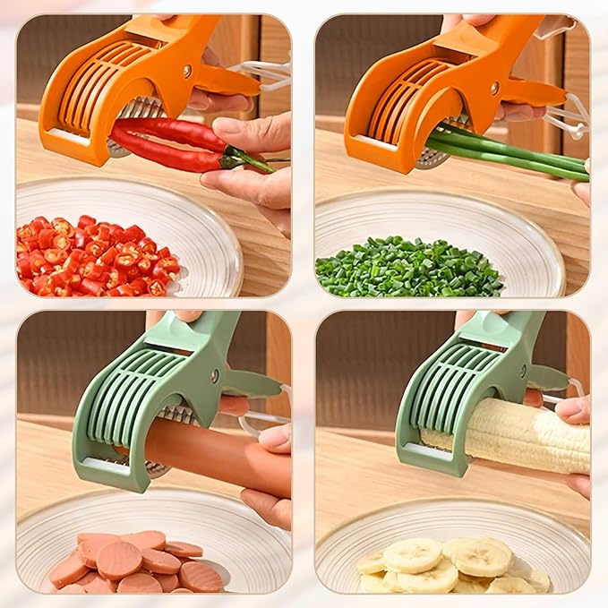 Banana Slicer, Efficient and Safe Banana Cutter for Even Slices, Multifunctional Hot Dog Cutter Slicer for Cucumber Fruit Salad (1, Green)