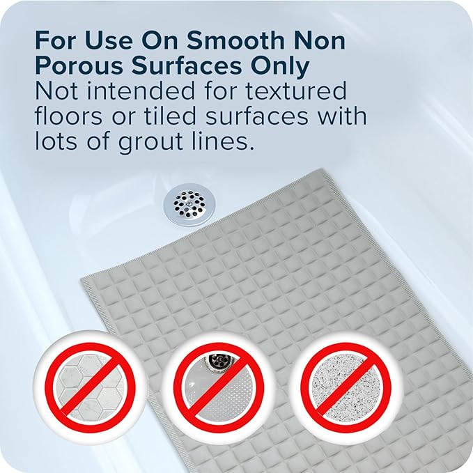 SlipX Solutions Pillow Top Cushioned Bath Mat, Non Slip Comfort Underfoot, 700 Air-Filled Pillows, Soft Shower Mat, Strong Suction Cups, Gray, 27" x 15.5"