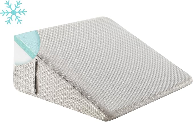 Bedluxe Wedge Pillow,8 inch Bed Wedge Pillow for Headboard, Pillow Wedge for Acid Reflux Relief, Sleeping, After Surgery, Snoring, Gerd, Triangle Pillow Wedge - Cooling Memory Foam Top, Grey