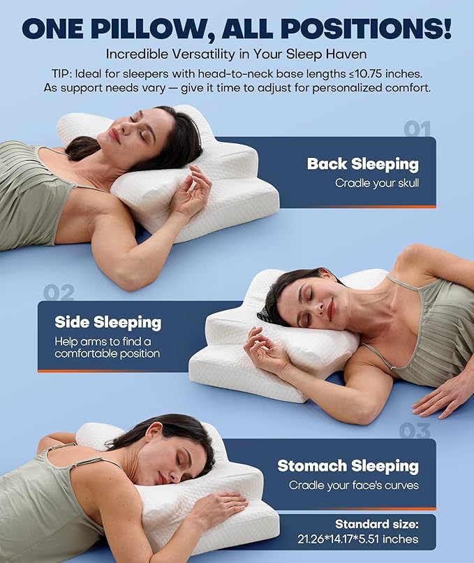 Sleep Doctor Approved Cervical Neck Pillow for Sleeping, Ergonomic Contour Side Sleeper Pillows for Adults, Cooling Orthopedic Pillow for Pain Relief Support, Memory Foam Pillows Back Stomach Sleepers