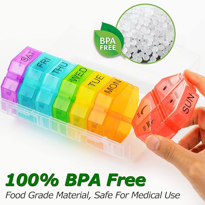 Weekly Pill Organizer 4 Times a Day, Large Pill Box 7 Day Daily Pill Case with 28 Extra Large Compartments Portable Travel Pill Container Big Medicine Organizer for Supplement Vitamin (White)