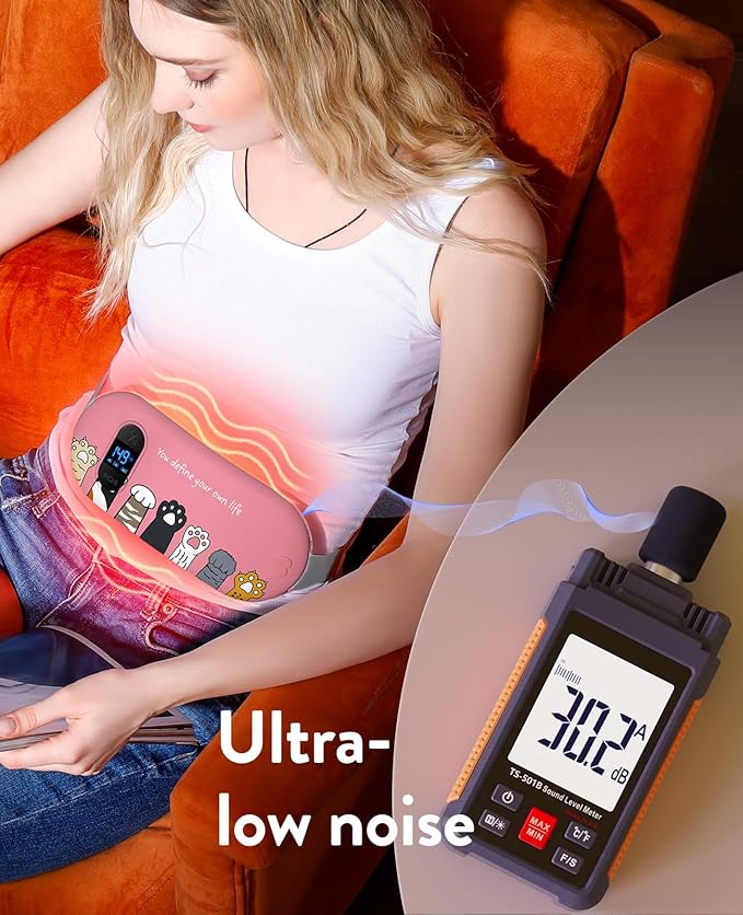 Portable Heating Pad for Period Cramps: Menstrual Heating Pad with Unique Design, Fast Heating Pad with 6 Heat Levels and 6 Massage Modes, Gifts for Her, Women, Teens and Girls
