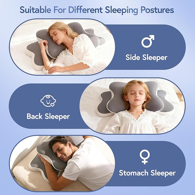 Sleep Apnea Pillow, Ergonomic Cervical Neck Pillow for Neck Pain Relief, Dual-Height Adjustable Contour Memory Foam Pillow for Sleep, Cooling Pillow for Side, Back