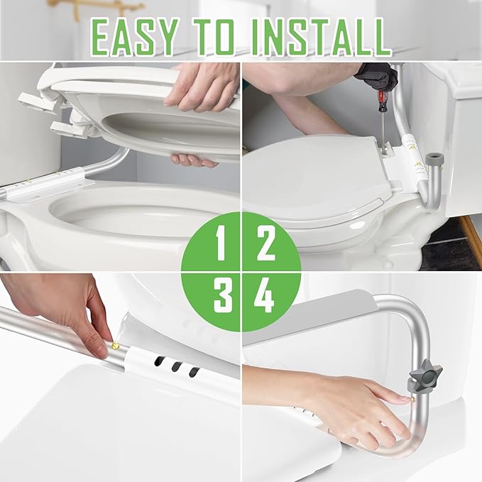 Toilet Safety Rail for Seniors with 2 Reinforced Nuts, Height & Width Adjustable Toilet Safety Frame for Elderly, Handicap & Disabled Bathroom Assist Rail with Armrests 250 LB (Grey)
