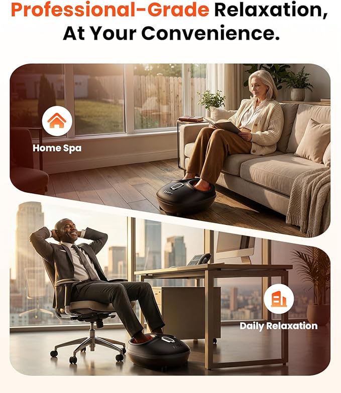Shiatsu Foot Massager with Heat, FSA-HSA Eligible, Deep Kneading & Compression Feet Massager for Plantar Fasciitis, Neuropathy Pain Relief, Targets Heel, Arch & Toes - Fits Up to Men Size 13