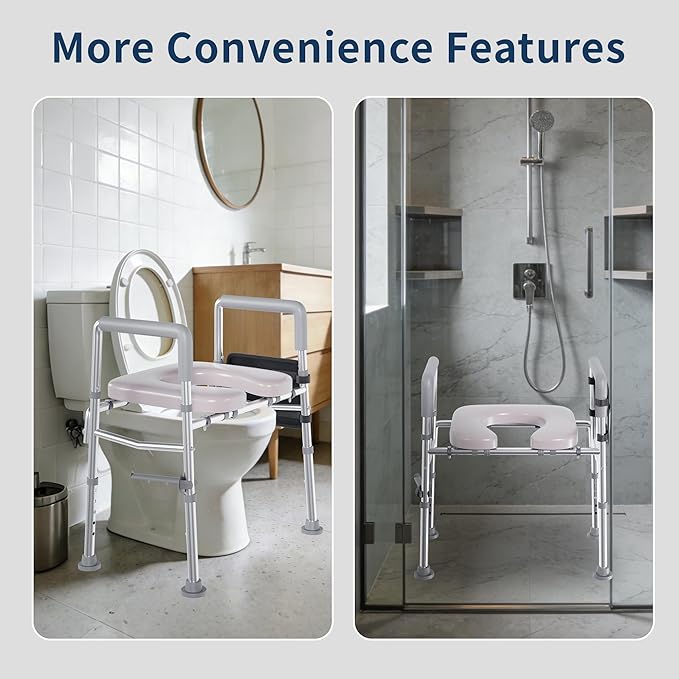 Raised Toilet Seat with Handles, Toilet Seat Riser for SeniorsAdjustable Height & Width, 450lb Raised Toilet Seat with Handles for Elderly, Handicap, Elevated, Pregnant, Fit Any Toilet