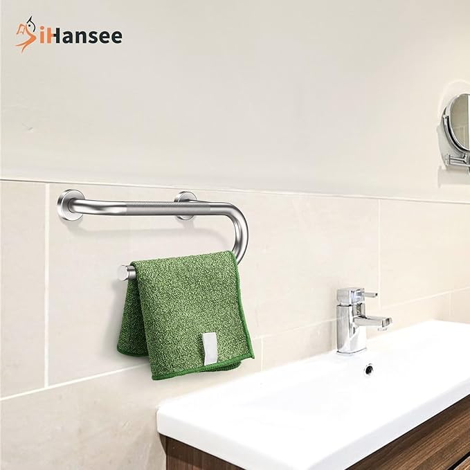 šš©š š«šššš Toilet Grab Bars 16 Inch - Toilet Paper Holder Grab Bar Stainless Steel Knurled Toilet Grab Bars for Seniors Bathtub Bathroom Rails for Elderly Safety Balance Support, Brushed Nickel