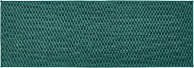 TYUU Bathroom Runner Rugs, Long Bath Mat Runner Washable Thin Quick Dry Low Pile Bathroom Runner Rugs Non Slip, Dark Green 24"x70"