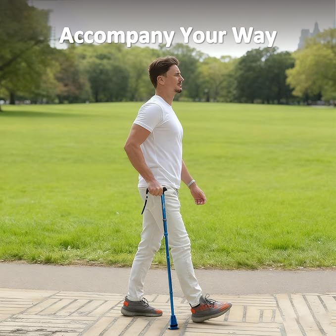 HEALTHBAZAAR All Terrain Walking Cane for Men & Women, Lightweight, Foldable, Adjustable, Shock Absorption, Collapsible Walking Stick for Seniors & Adults | HealthBazaar
