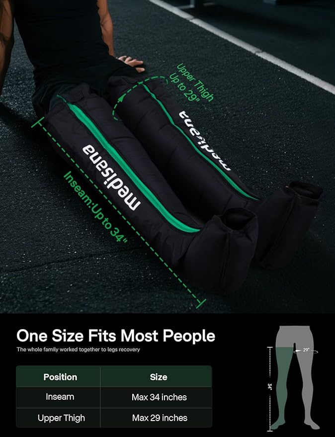 Medisana Leg Compression Massager for Circulation, Compression Boots with 6 Modes & 7 Intensities, Rechargeable Full Leg Massager for Athletes, Muscle Recovery & Pain Relief, Christmas Gifts