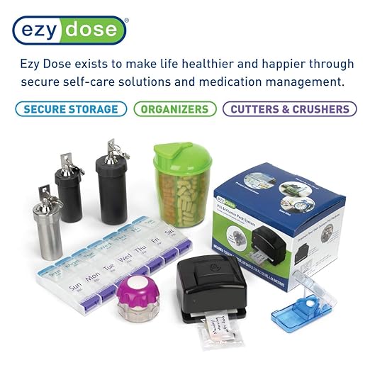EZY DOSE Weekly (7-Day) Pill Planner, Medicine Case, Vitamin Organizer Box, 2X-Large Locking Compartments to Secure Prescription Medication and Prevent Accidental Spilling, Color May Vary, BPA Free