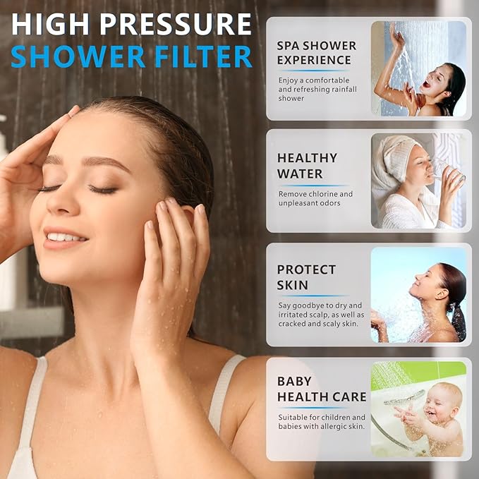 Voolan High Pressure Rain Shower Head with Handheld Spray Combo, Hand Held Filter Showerhead with Self-adhesive Holder and 59" Hose (Luxury Chrome)