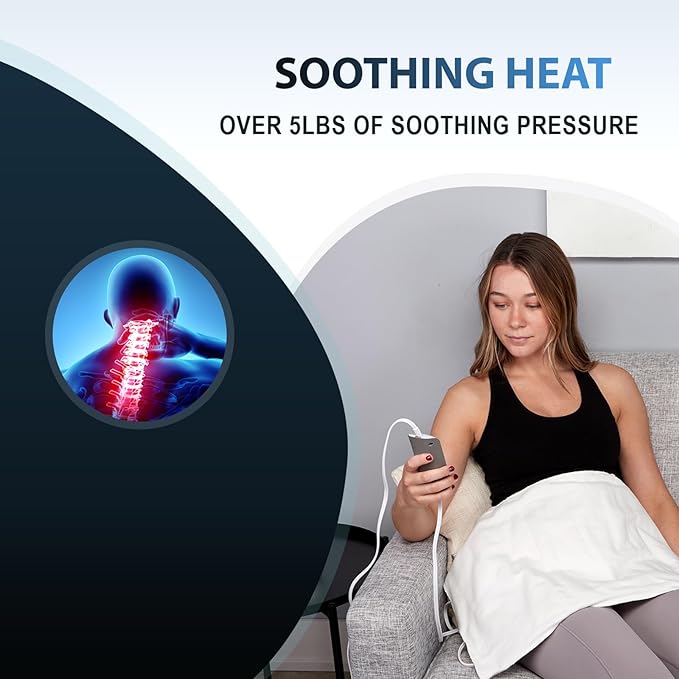 Professional Grade Heating Pad with Automatic Moist Heat by ThermoRelief, Extra HOT Heating for Deep Penetrating Heat - 2nd Gen Version (King Size Weighted King)