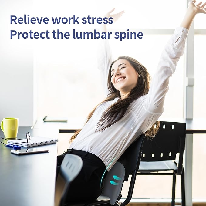 Lumbar Support Pillow for Office Chair, Cooling Car Lumbar Pillow Lower Back Pain Relief,Memory Foam Back Cushion with Adjustable Straps,Ergonomic Chair Back Pillow for Gaming Chair,Car(Gray Cooling)