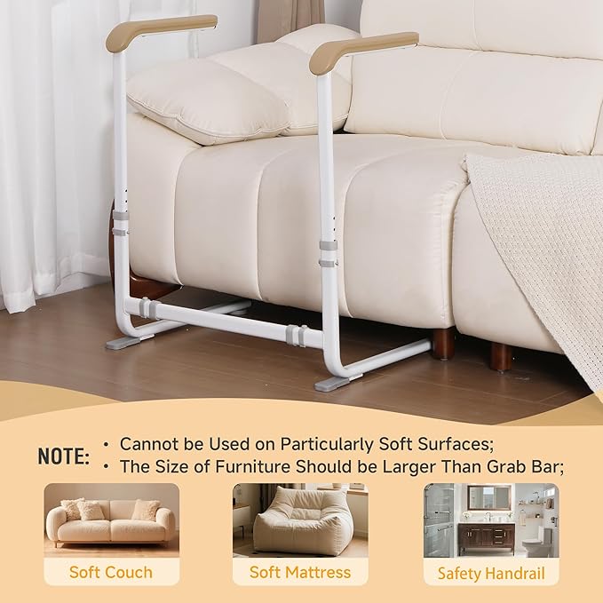 Couch Stand Assist with Handrails, Width and Height Adjustable Stand Assist Aid for Elderly, Up to 400 LBS, Sofa and Chair Lift Assist Devices for Seniors, Disabled and Patients, Brown