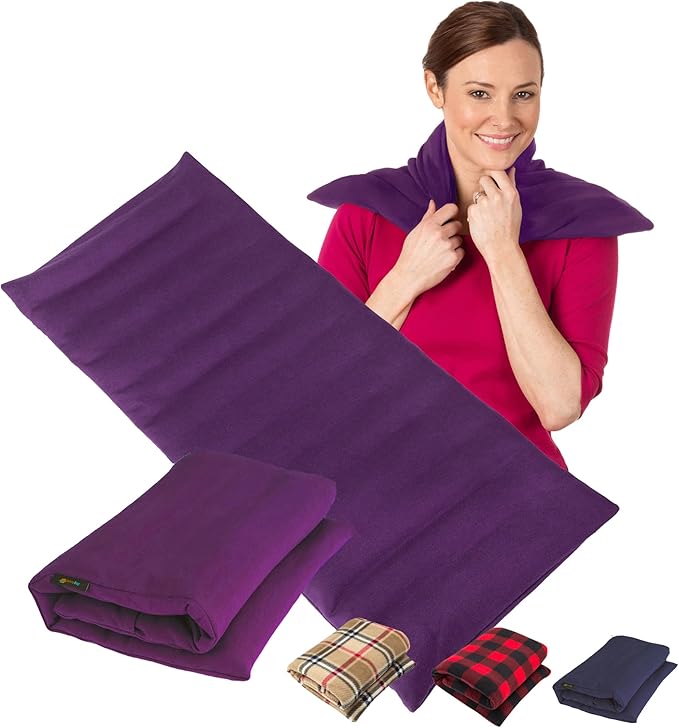SunnyBay Extra Large Microwave Heating Pad, Microwavable Heavy Weighted Full Body Moist Hot Pack and Washable Fleece Cover, 10x24 Inches, 2.8 lbs, Purple