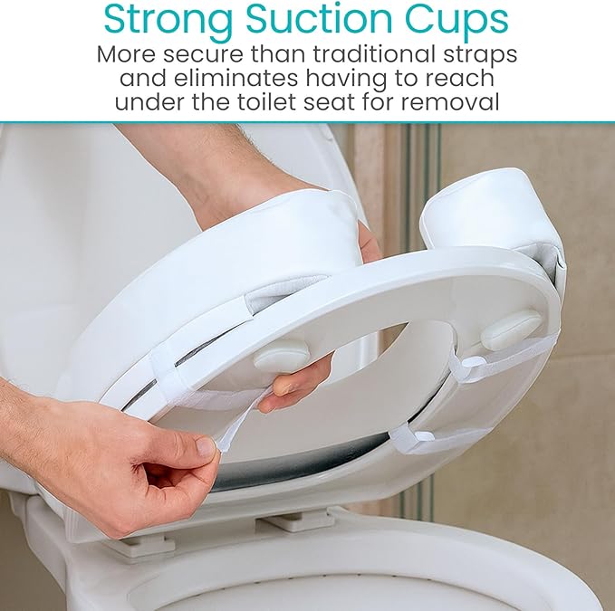 Vive Toilet Seat Cushion (Soft Cushioned Foam) - Easy Clean, Padded Bathroom Attachment - Elongated, Standard Seats - Comfort & Support Donut for Handicap Adults
