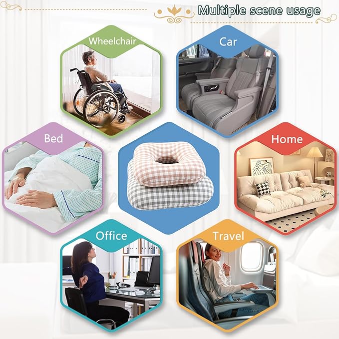 Anti-Bedsore Cushion, Donut Pillows, Pressure Ulcer Cushions, Pillow Tailbone Pain Relief Mat, Soft Pad of Bed Sores for Seniors,Pregnant,Hemorrhoids,Post-Surgery(Green,Large)
