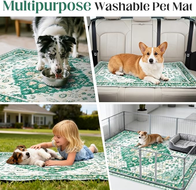 Washable Pee Pads for Dogs 2 Pack Reusable Puppy Training Pads 72"x72" Super Absorbent Waterproof Dog Training Pads, Non-Slip Potty Pads Whelping Pads Litter Mat Pet Supplies - Green Medallion