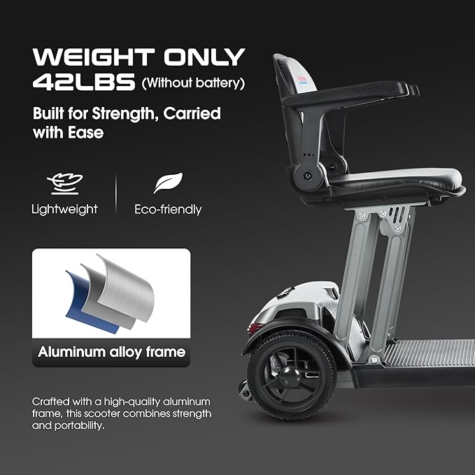 Electric Mobility Scooter for Adults 4 Wheel Mobility, 265lbs Max Weight 12AH Lithium
